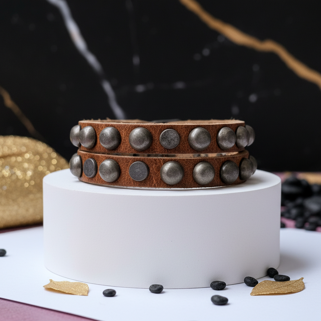 Legend Dubbele Leren Armband  Camel 67