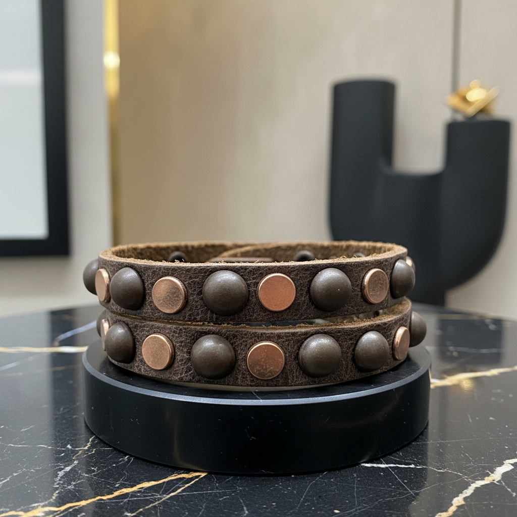 Legend Dubbele Leren Armband  Bruin 69