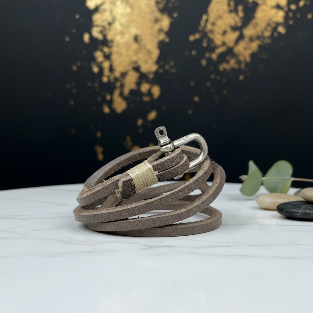 Legend Leren Armband Dubbel Grijs 70