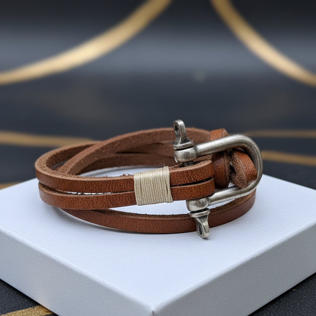 Legend Enkele Leren Heren Armband Camel 78